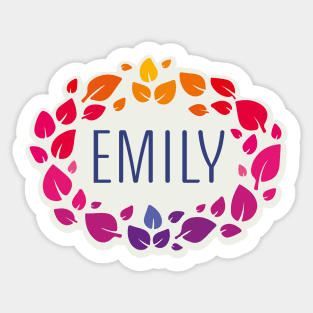 Emily name with colorful leaves Sticker